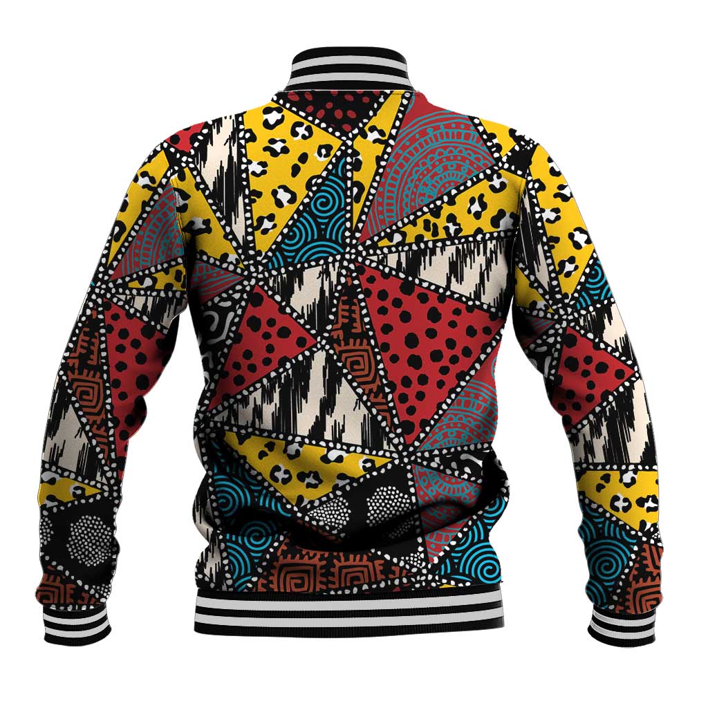 African Wild Animal Skins Baseball Jacket Triangles Pattern Afro Pattern Style - African Pride