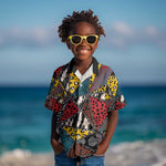 African Wild Animal Skins Kid Hawaiian Shirt Triangles Pattern Afro Pattern Style - African Pride