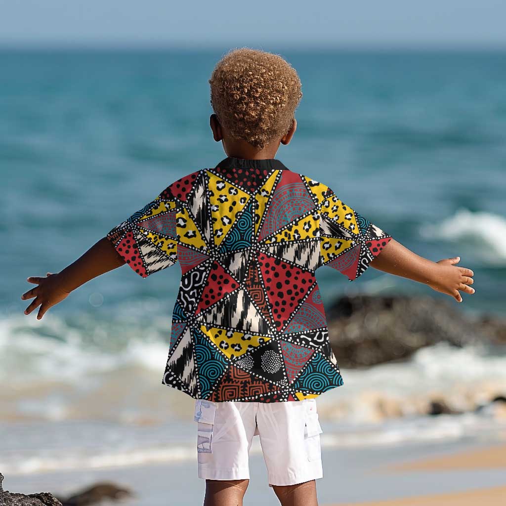 African Wild Animal Skins Kid Hawaiian Shirt Triangles Pattern Afro Pattern Style - African Pride