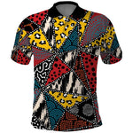 African Wild Animal Skins Polo Shirt Triangles Pattern Afro Pattern Style - African Pride