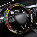 African Wild Animal Skins Steering Wheel Cover Triangles Pattern Afro Pattern Style - African Pride