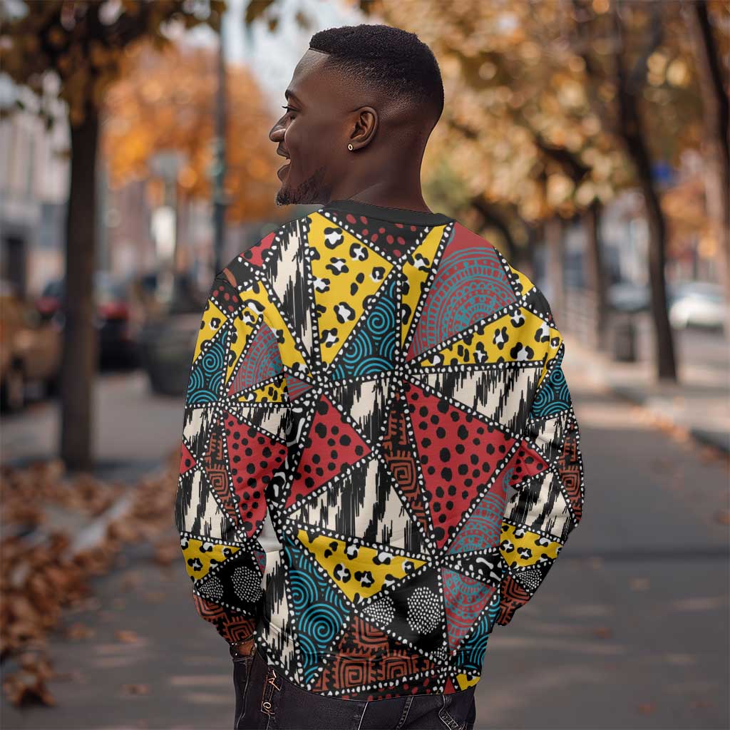 African Wild Animal Skins Sweatshirt Triangles Pattern Afro Pattern Style - African Pride