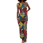 African Wild Animal Skins Tank Maxi Dress Triangles Pattern Afro Pattern Style - African Pride