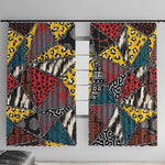 African Wild Animal Skins Window Curtain Triangles Pattern Afro Pattern Style - African Pride