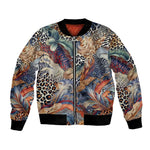African Wild Animal Skins Bomber Jacket Unique Leopard Zebra And Snake Patterns - African Pride