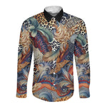 African Wild Animal Skins Long Sleeve Button Shirt Unique Leopard Zebra And Snake Patterns - African Pride
