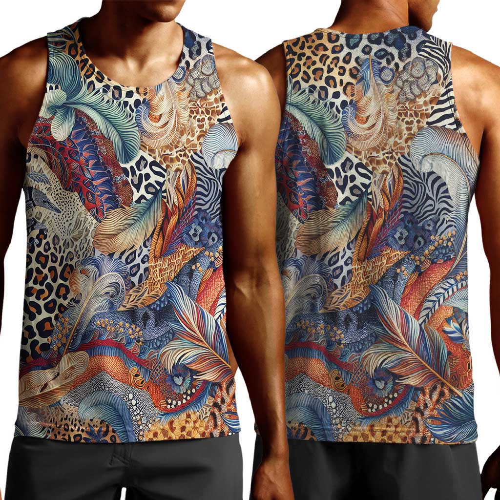 African Wild Animal Skins Men Tank Top Unique Leopard Zebra And Snake Patterns - African Pride