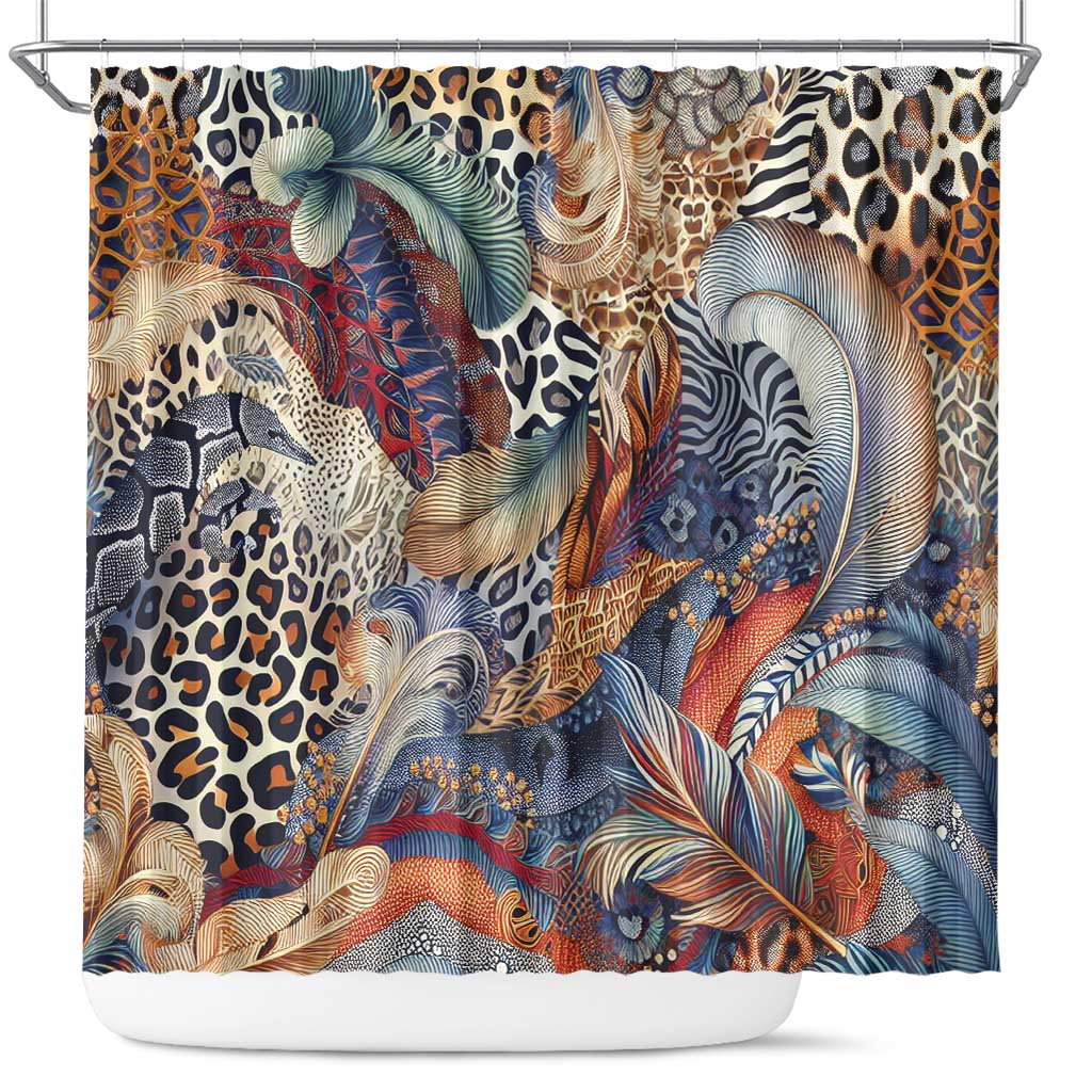 African Wild Animal Skins Shower Curtain Unique Leopard Zebra And Snake Patterns - African Pride