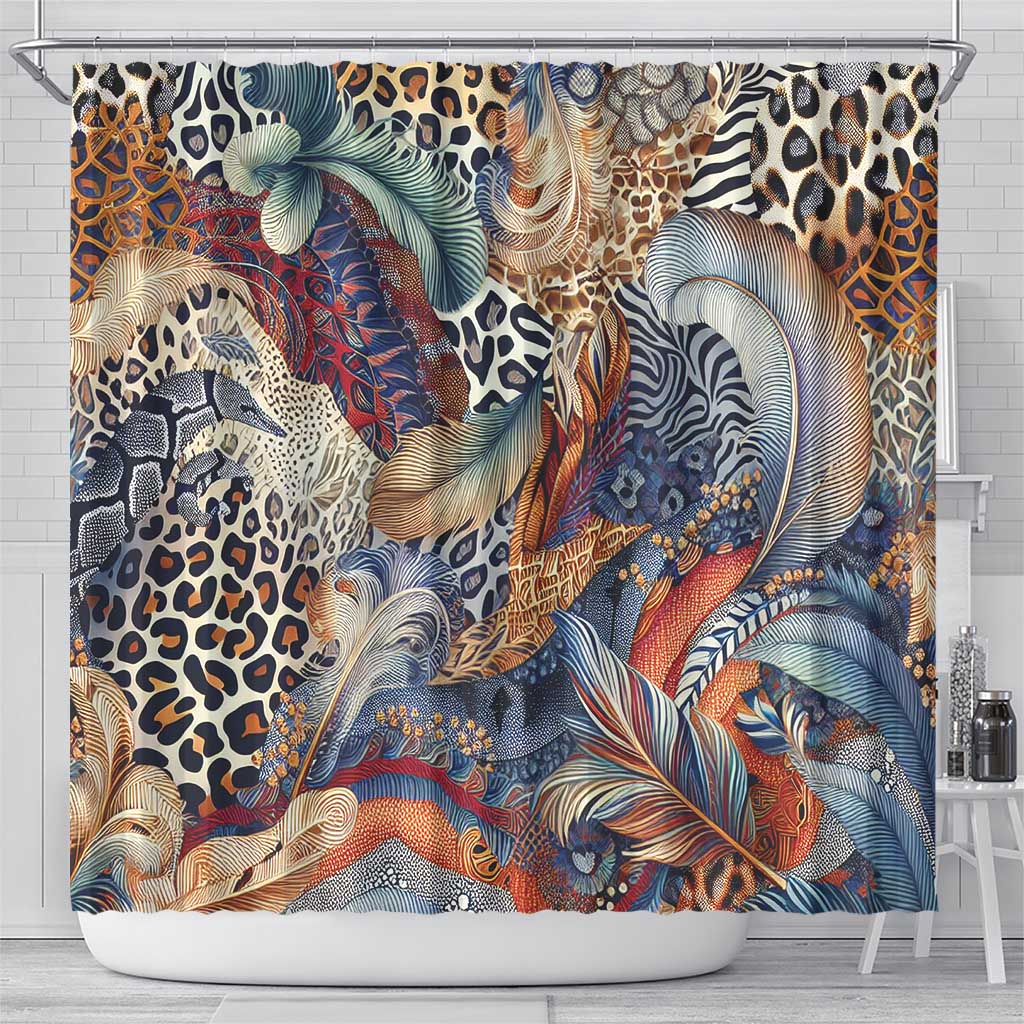 African Wild Animal Skins Shower Curtain Unique Leopard Zebra And Snake Patterns - African Pride
