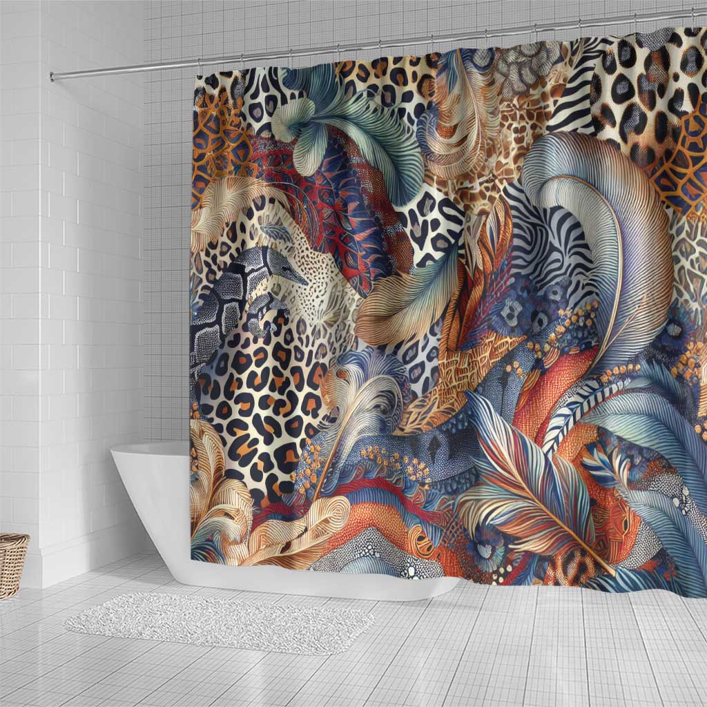 African Wild Animal Skins Shower Curtain Unique Leopard Zebra And Snake Patterns - African Pride