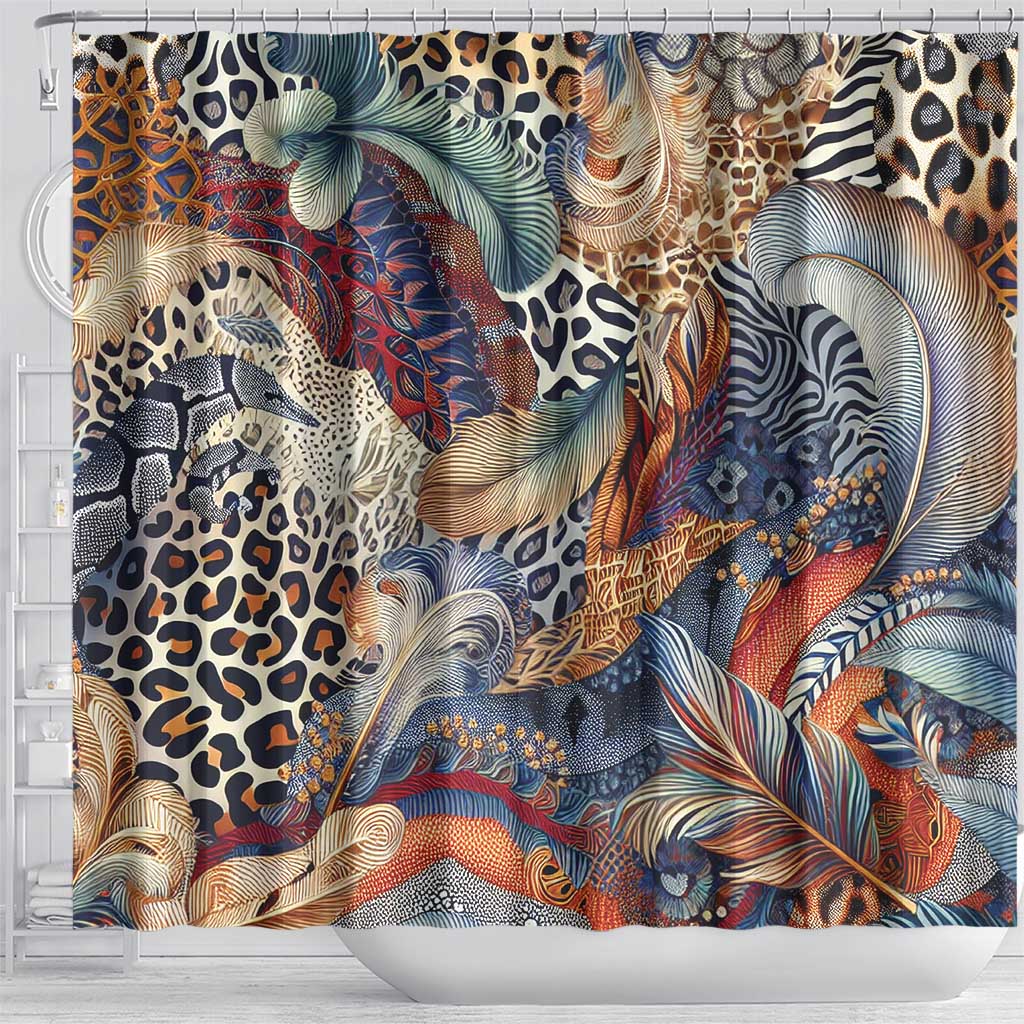 African Wild Animal Skins Shower Curtain Unique Leopard Zebra And Snake Patterns - African Pride