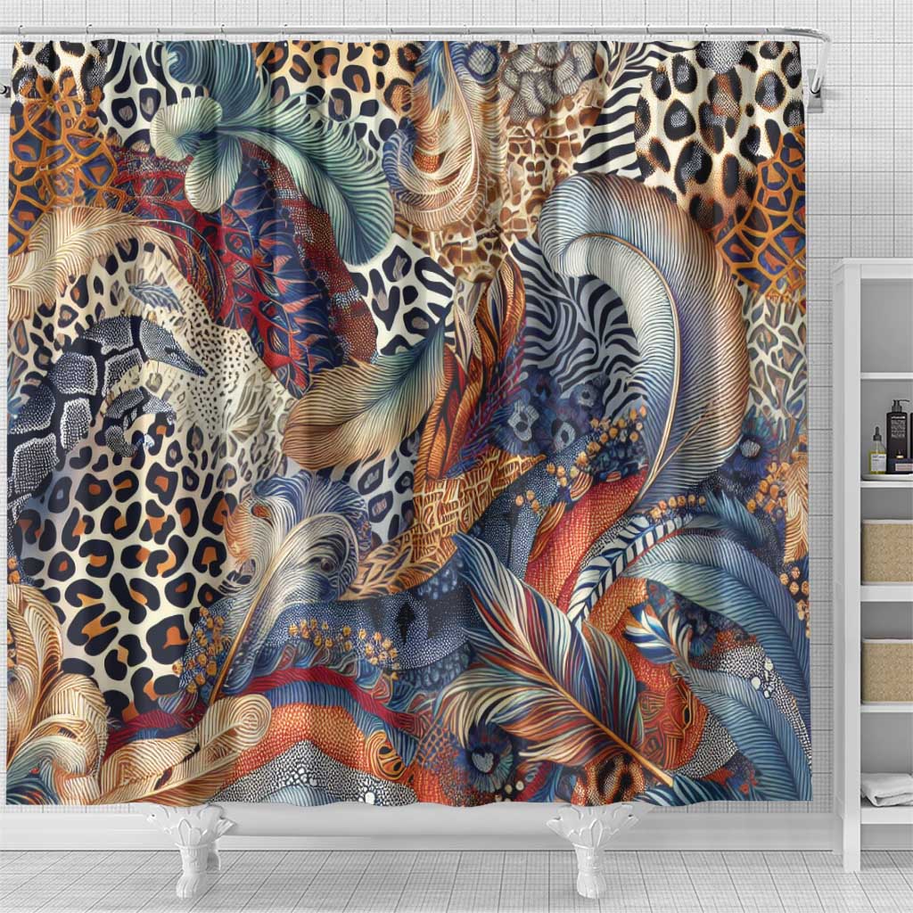 African Wild Animal Skins Shower Curtain Unique Leopard Zebra And Snake Patterns - African Pride