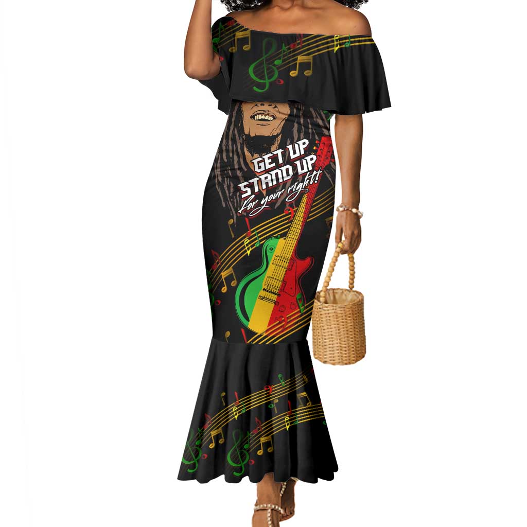 Legend Bob Get Up Stand Up Mermaid Dress Black Jamaican Reggae Multicolored
