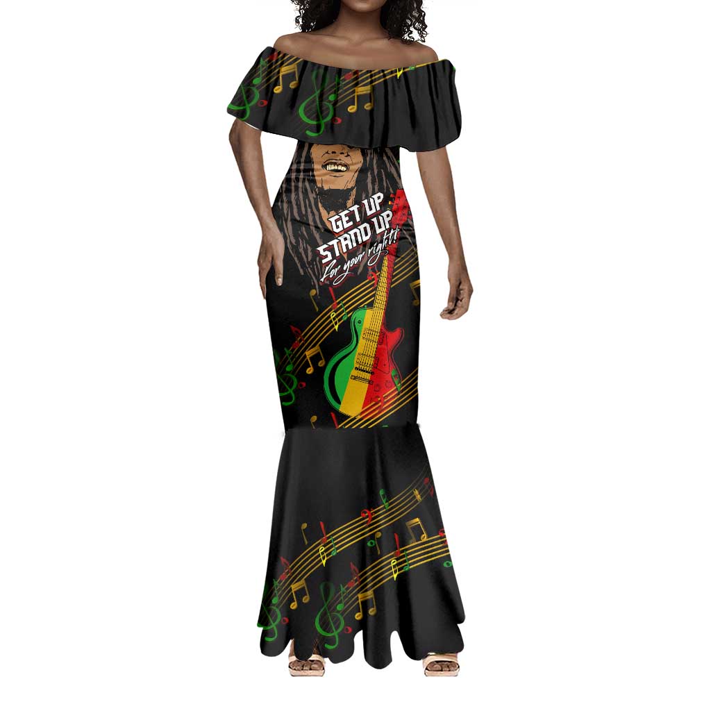 Legend Bob Get Up Stand Up Mermaid Dress Black Jamaican Reggae Multicolored