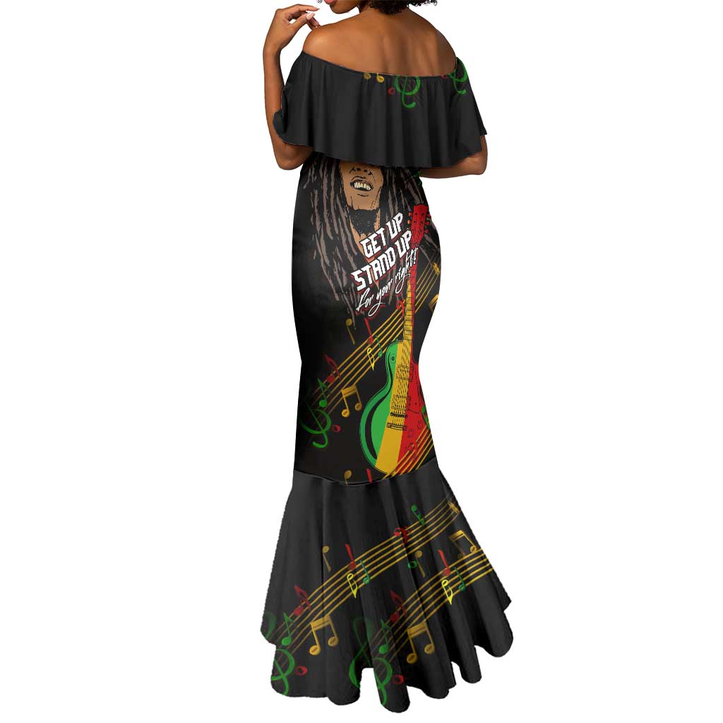 Legend Bob Get Up Stand Up Mermaid Dress Black Jamaican Reggae Multicolored
