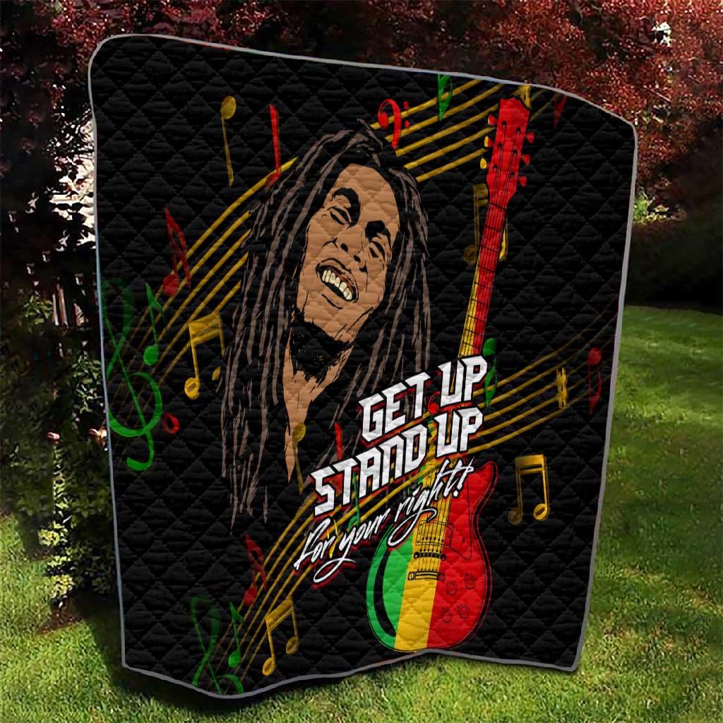 Legend Bob Get Up Stand Up Quilt Black Jamaican Reggae Multicolored