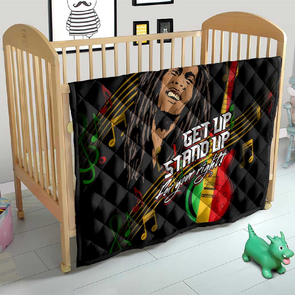 Legend Bob Get Up Stand Up Quilt Black Jamaican Reggae Multicolored
