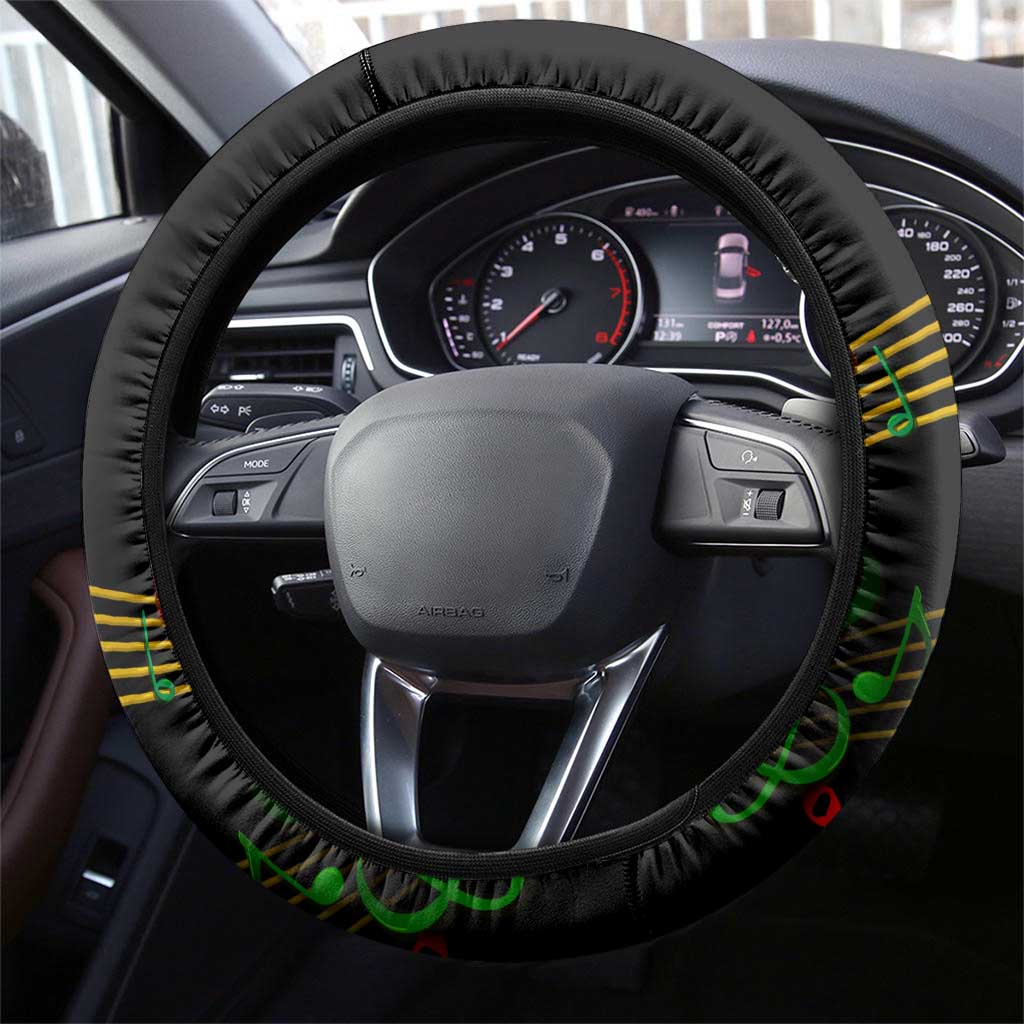 Legend Bob Get Up Stand Up Steering Wheel Cover Black Jamaican Reggae Multicolored