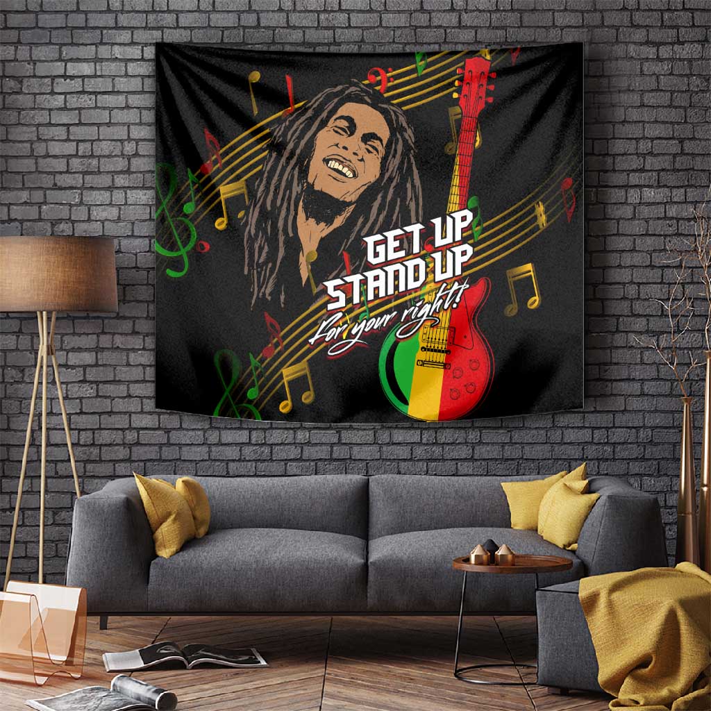 Legend Bob Get Up Stand Up Tapestry Black Jamaican Reggae Multicolored