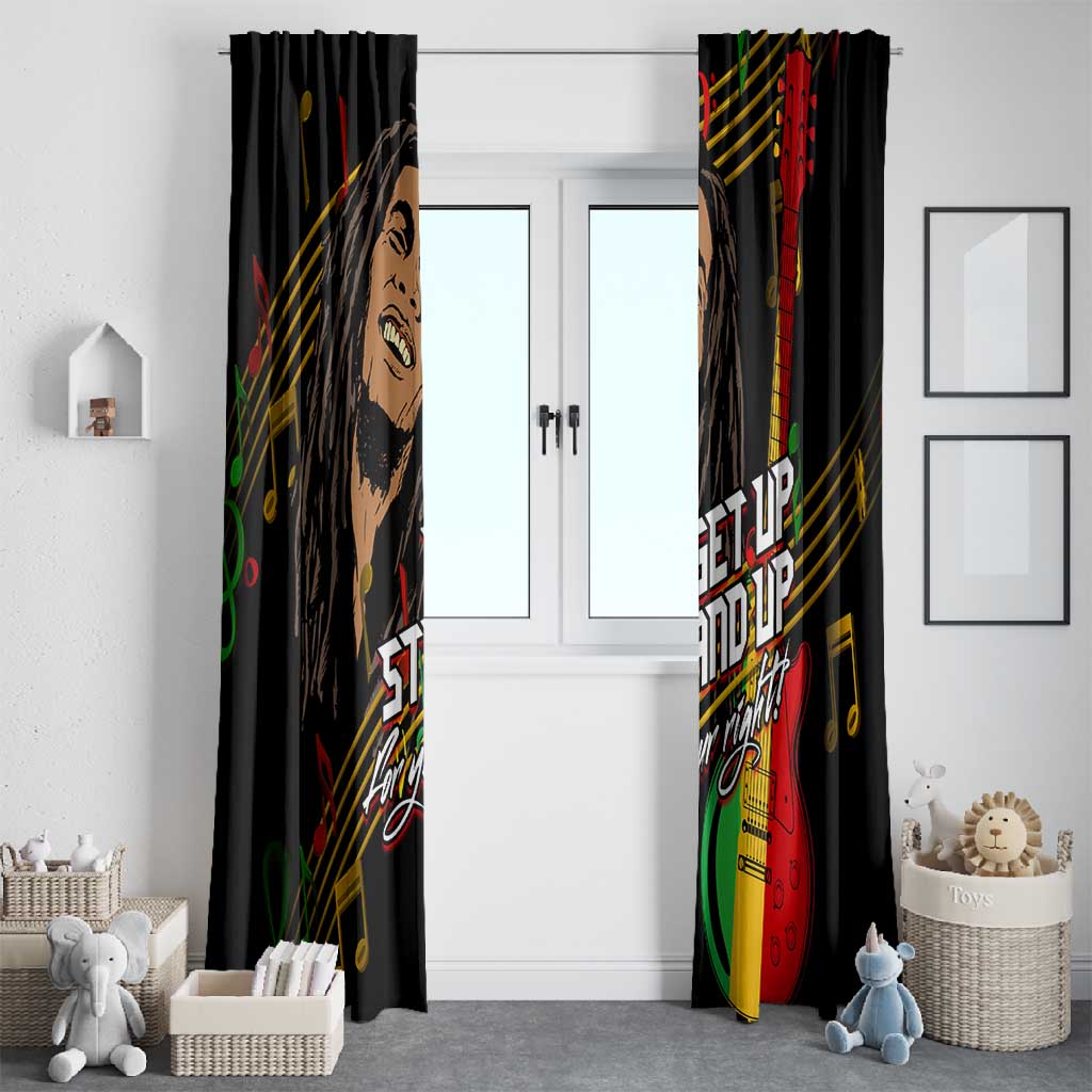 Legend Bob Get Up Stand Up Window Curtain Black Jamaican Reggae Multicolored