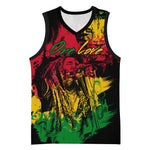 Rastafarian Lion Legend Bob Basketball Jersey Black Jamaican Reggae Festival Sketch Portrait - African Pride