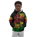 Rastafarian Lion Legend Bob Kid Hoodie Black Jamaican Reggae Festival Sketch Portrait