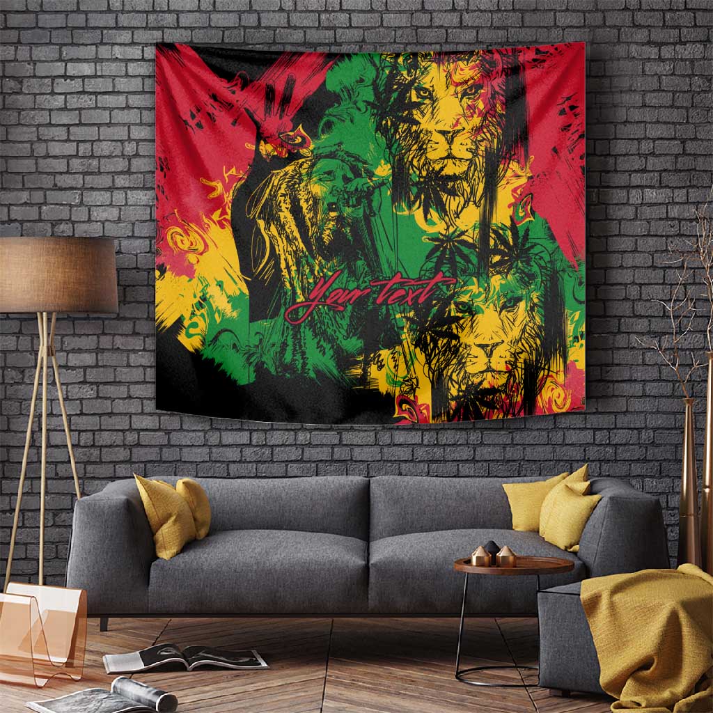Rastafarian Lion Legend Bob Tapestry Black Jamaican Reggae Festival Sketch Portrait