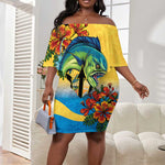 Black Barbadians Mahi-mahi Trident Off Shoulder Short Dress - African Pride