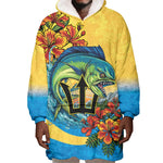 Black Barbadians Mahi-mahi Trident Wearable Blanket Hoodie - African Pride