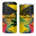 Personalized Black Jamaicans Crocodile 4 in 1 Can Cooler Tumbler Tropical Flowers Grunge Flag - African Pride
