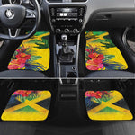 Personalized Black Jamaicans Crocodile Car Mats Tropical Flowers Grunge Flag - African Pride