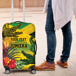 Personalized Black Jamaicans Crocodile Luggage Cover Tropical Flowers Grunge Flag - African Pride