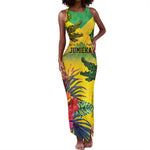 Personalized Black Jamaicans Crocodile Tank Maxi Dress Tropical Flowers Grunge Flag - African Pride