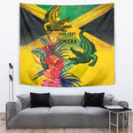 Personalized Black Jamaicans Crocodile Tapestry Tropical Flowers Grunge Flag - African Pride