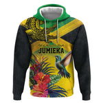 Personalized Black Jamaicans Crocodile Hummingbird Hoodie Tropical Flowers Grunge Flag - African Pride