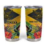 Personalized Black Jamaicans Crocodile Hummingbird Tumbler Cup Tropical Flowers Grunge Flag - African Pride