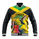 Personalized Black Jamaicans Hummingbird Baseball Jacket Tropical Flowers Grunge Flag - African Pride