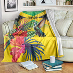 Personalized Black Jamaicans Hummingbird Blanket Tropical Flowers Grunge Flag - African Pride