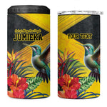 Personalized Black Jamaicans Hummingbird 4 in 1 Can Cooler Tumbler Tropical Flowers Grunge Flag - African Pride