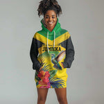 Personalized Black Jamaicans Hummingbird Hoodie Dress Tropical Flowers Grunge Flag - African Pride