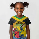 Personalized Black Jamaicans Hummingbird Kid T shirt Tropical Flowers Grunge Flag - African Pride