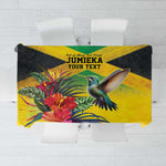 Personalized Black Jamaicans Hummingbird Tablecloth Tropical Flowers Grunge Flag - African Pride