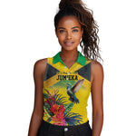 Personalized Black Jamaicans Hummingbird Women Sleeveless Polo Shirt Tropical Flowers Grunge Flag - African Pride