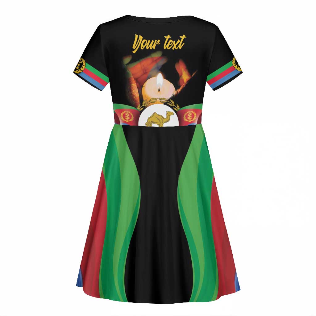 Personalized Afro-Eritrea Maelti Siwuat Kid Short Sleeve Dress Shida Shoes Glory To Our Martyrs Eritrea