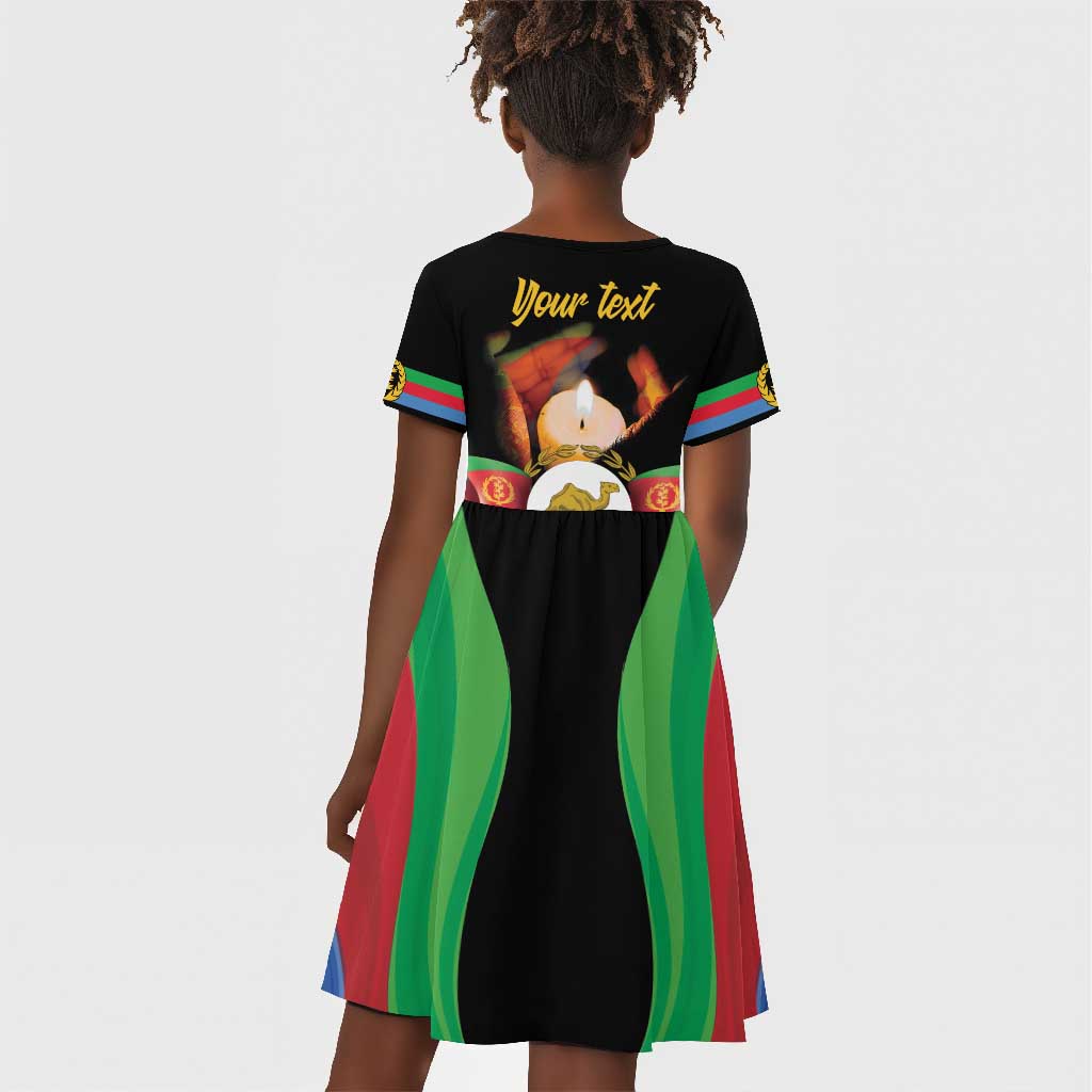 Personalized Afro-Eritrea Maelti Siwuat Kid Short Sleeve Dress Shida Shoes Glory To Our Martyrs Eritrea