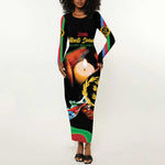 Personalized Afro-Eritrea Maelti Siwuat Long Sleeve Bodycon Dress Shida Shoes Glory To Our Martyrs Eritrea LT9