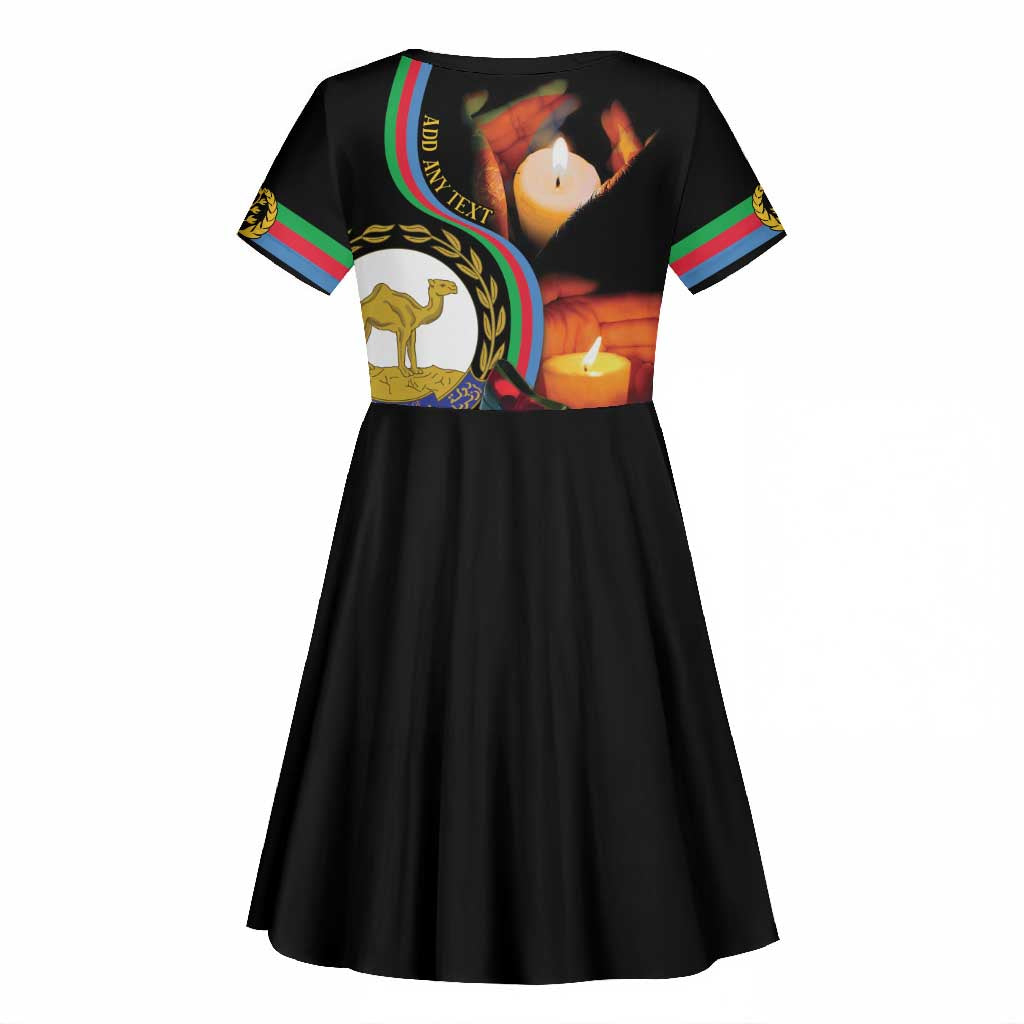 Personalized Afro-Eritrea Maelti Siwuat Kid Short Sleeve Dress Candle Vigil Glory To Our Martyrs Eritrea