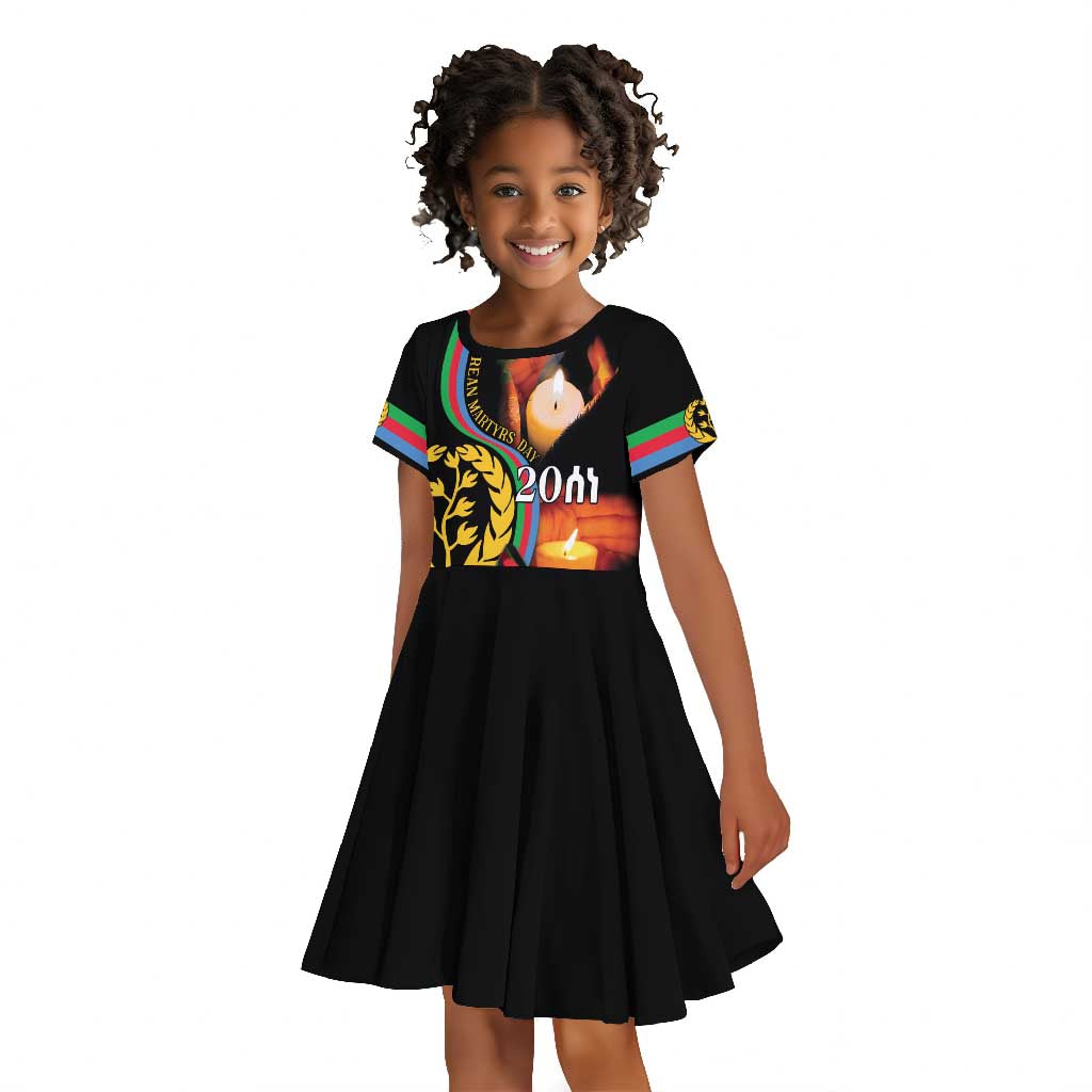 Personalized Afro-Eritrea Maelti Siwuat Kid Short Sleeve Dress Candle Vigil Glory To Our Martyrs Eritrea