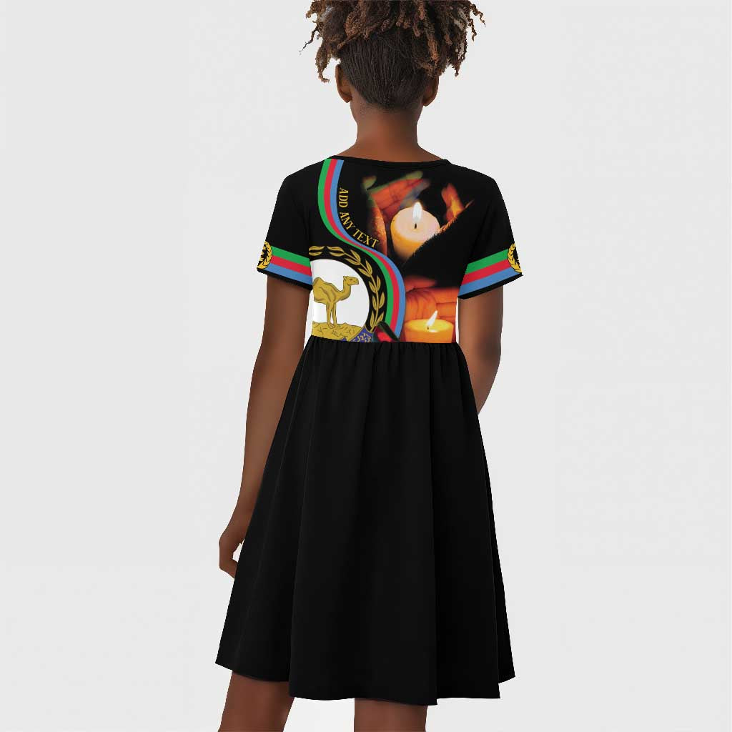 Personalized Afro-Eritrea Maelti Siwuat Kid Short Sleeve Dress Candle Vigil Glory To Our Martyrs Eritrea