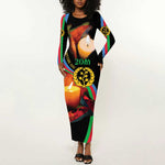 Personalized Afro-Eritrea Maelti Siwuat Long Sleeve Bodycon Dress Candle Vigil Glory To Our Martyrs Eritrea LT9